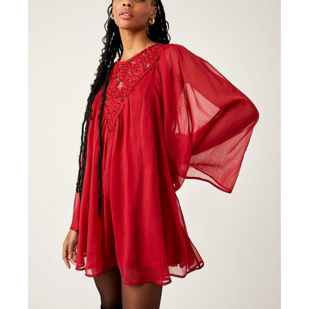 free people sunshine of love mini dress in blended berry red women size xsmall